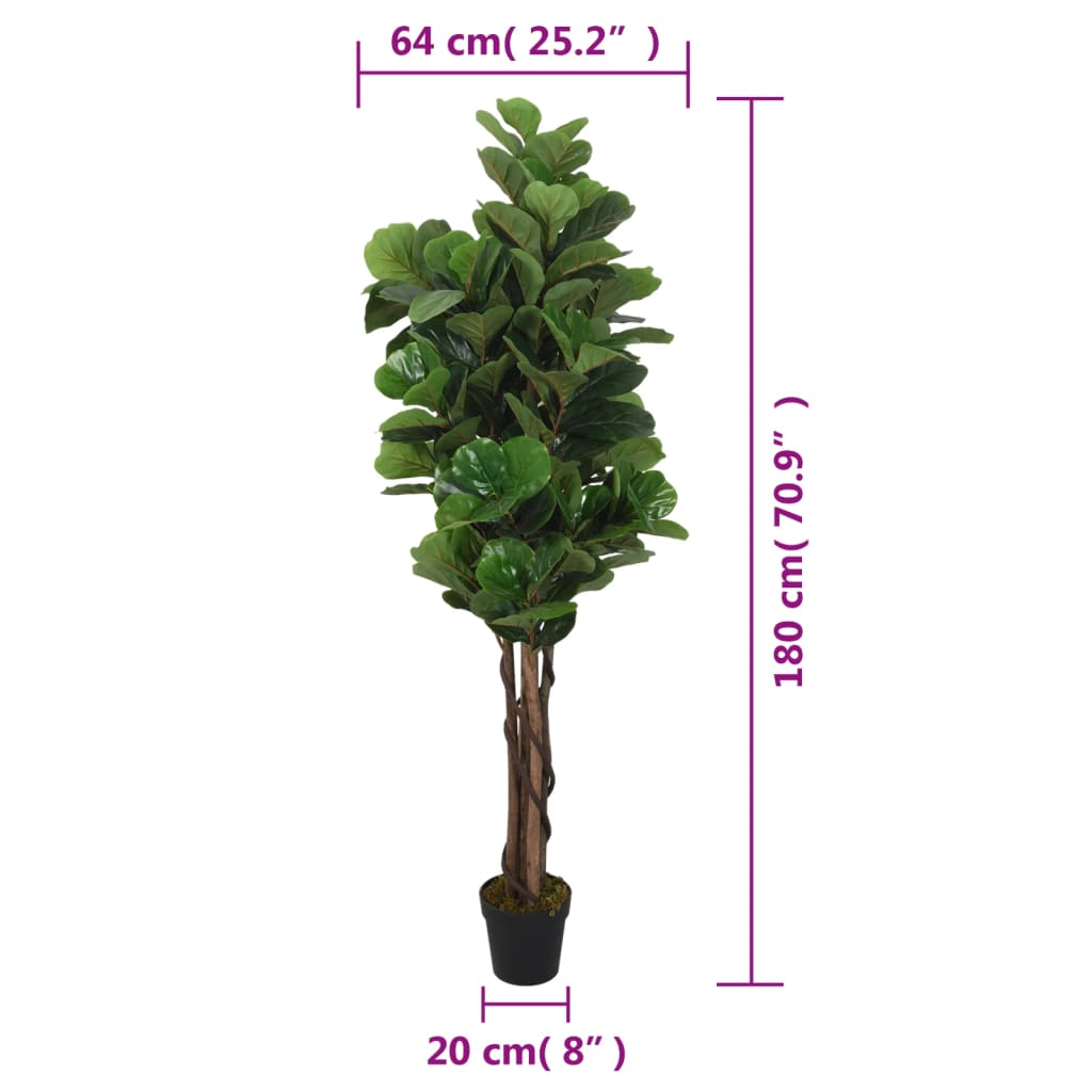 Umjetno stablo lirastog fikusa 232 listova 180 cm zeleno