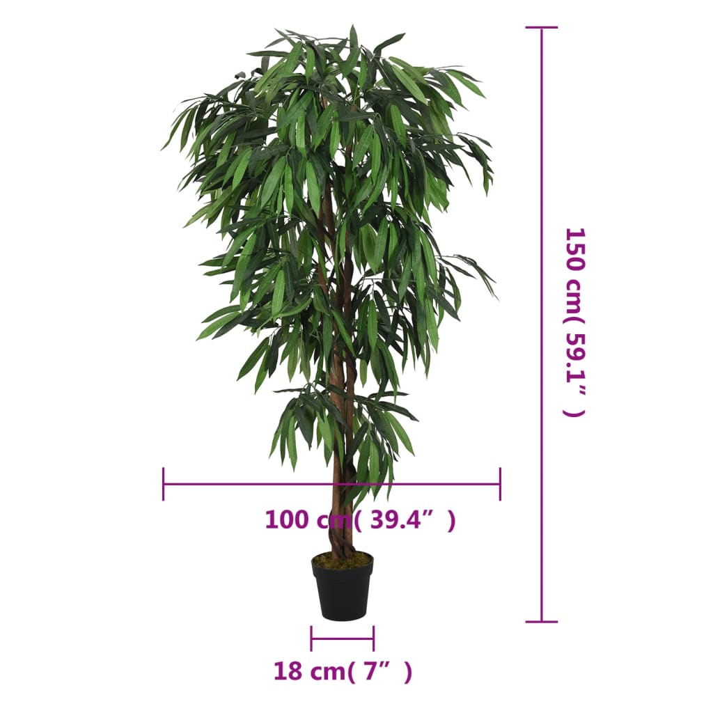 Umjetno stablo manga 600 listova 150 cm zeleno
