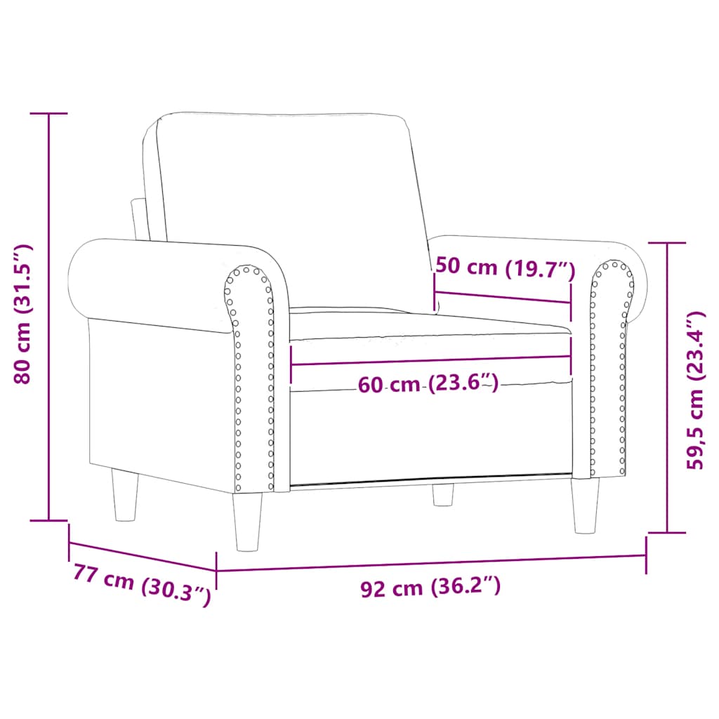 Fotelja siva 60 cm od umjetne kože