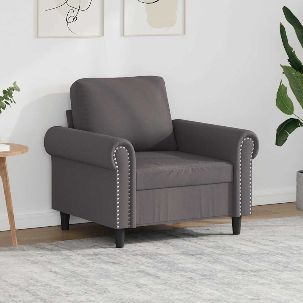 Fotelja siva 60 cm od umjetne kože