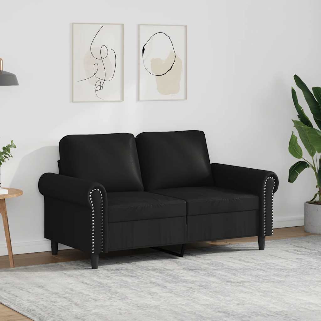 Dvosjed od tkanine crni 120 cm od umjetne kože