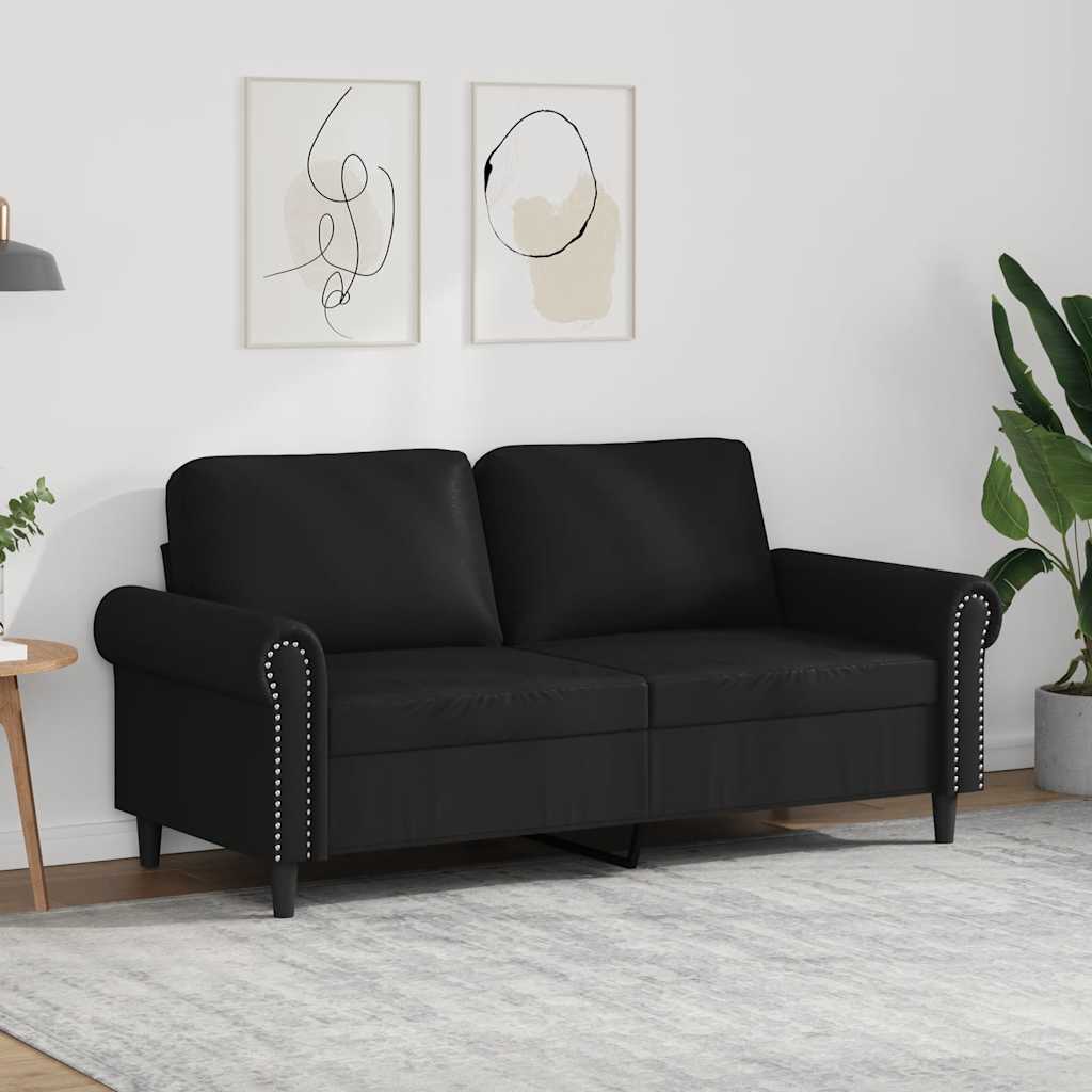Dvosjed od tkanine crni 140 cm od umjetne kože