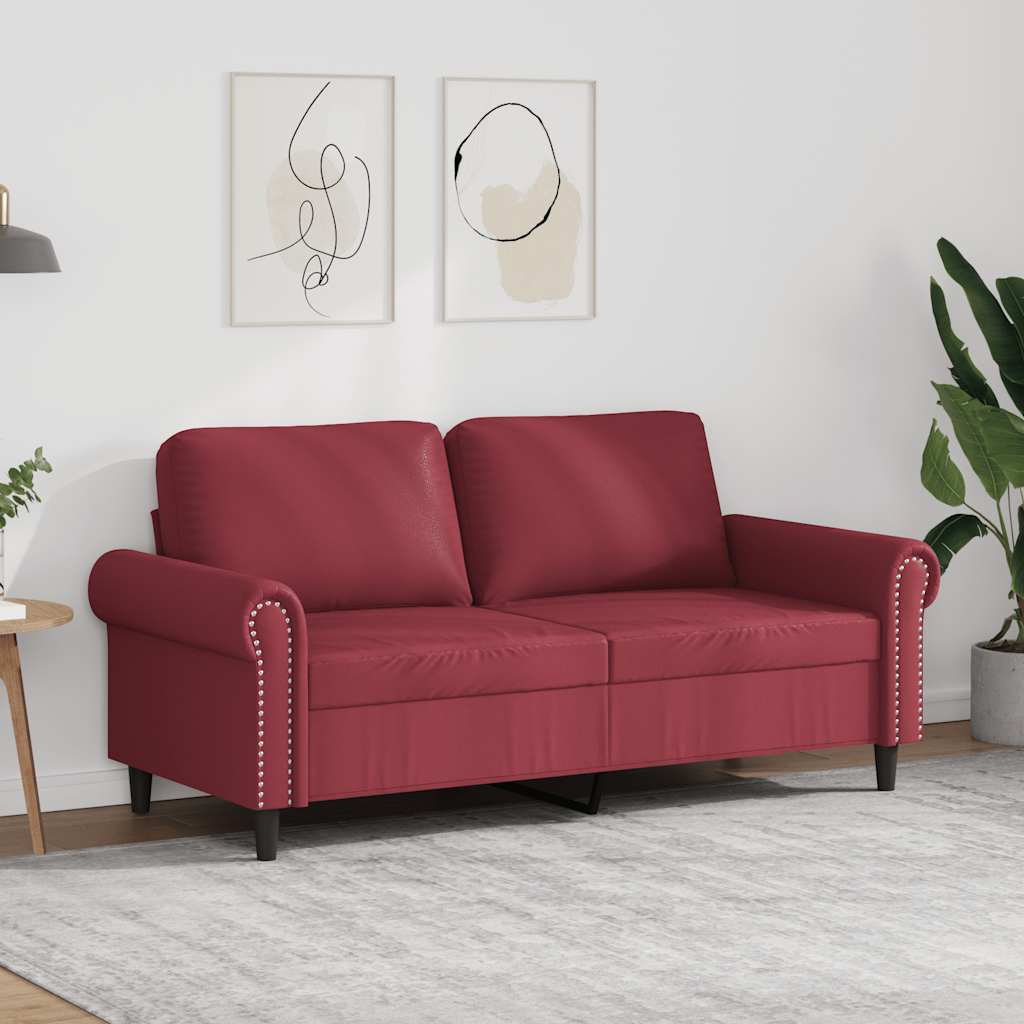 Dvosjed od tkanine crvena boja vina 140 cm umjetne kože