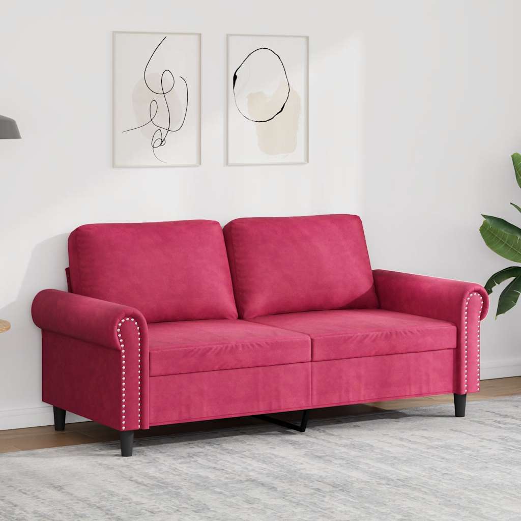 Dvosjed crvena boja vina 140 cm baršunasti