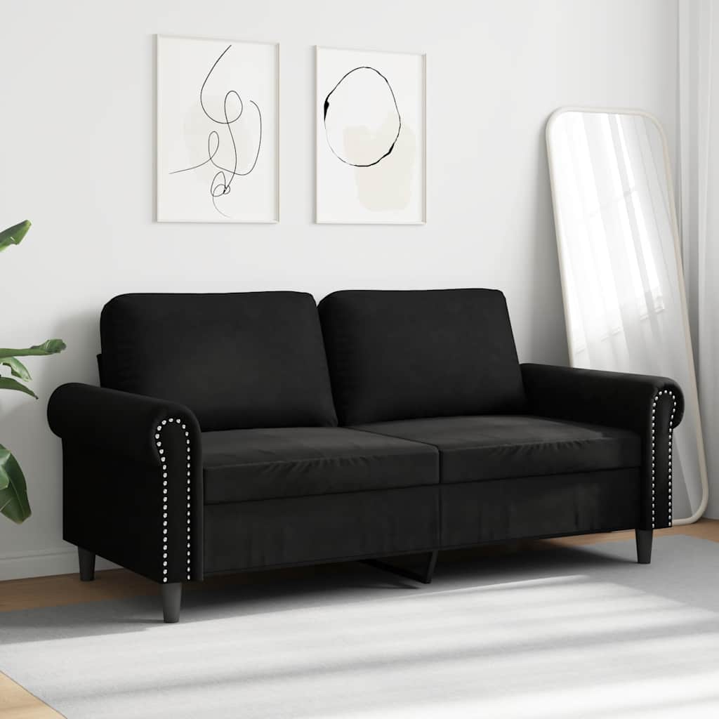 Dvosjed crni 140 cm baršunasti