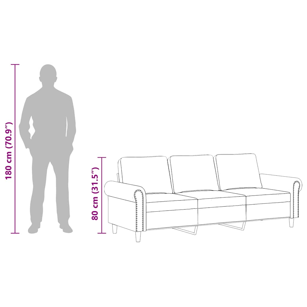 Trosjed svjetlosivi 180 cm baršunasti