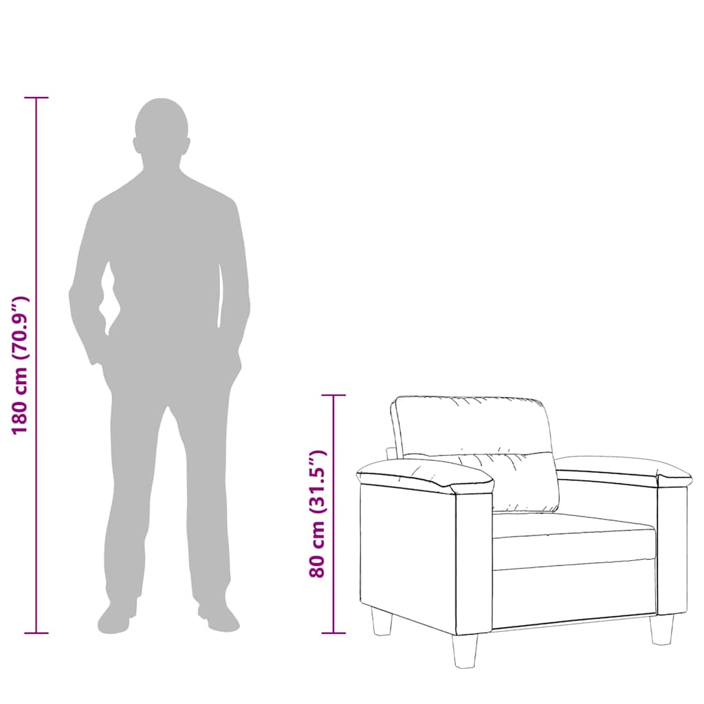 Fotelja smeđesiva 60 cm od mikrovlakana