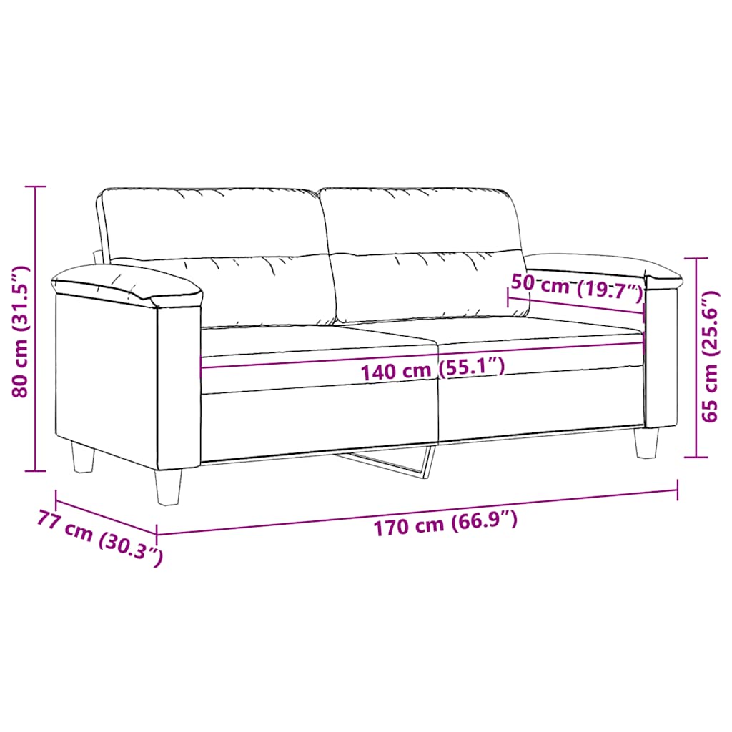 Dvosjed smeđesivi 140 cm od mikrovlakana