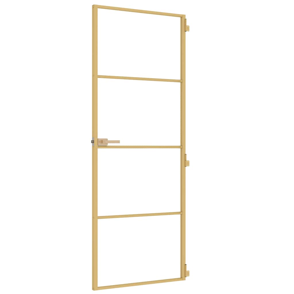 Sobna vrata tanka zlatna 76x201,5 cm kaljeno staklo i aluminij