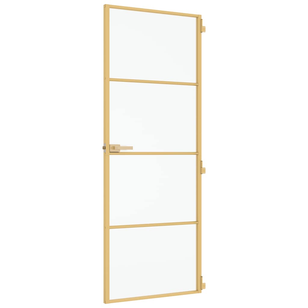 Sobna vrata tanka zlatna 76x201,5 cm kaljeno staklo i aluminij