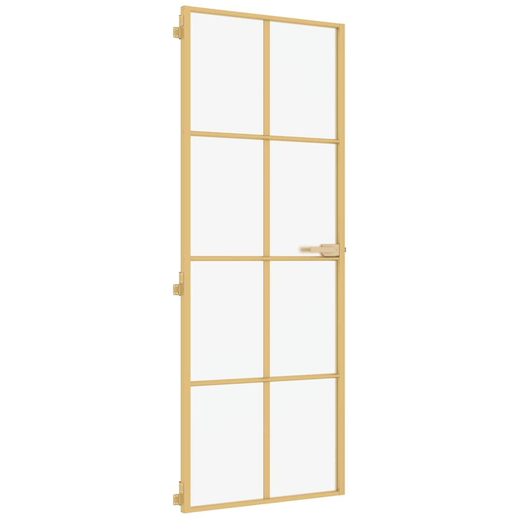 Sobna vrata tanka zlatna 76x201,5 cm kaljeno staklo i aluminij