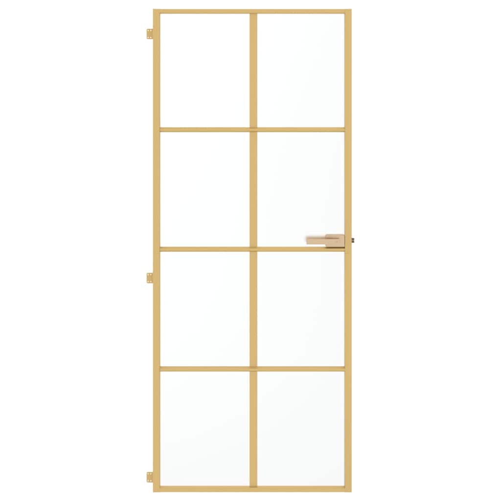 Sobna vrata tanka zlatna 83x201,5 cm kaljeno staklo i aluminij