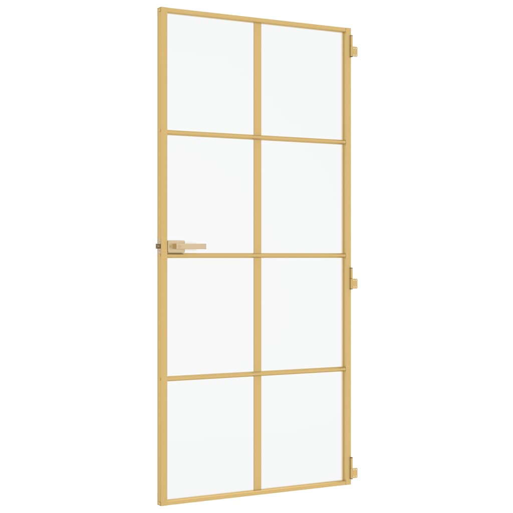 Sobna vrata tanka zlatna 93x201,5 cm kaljeno staklo i aluminij