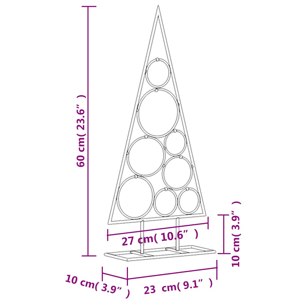 Metalno ukrasno božićno drvce crno 60 cm
