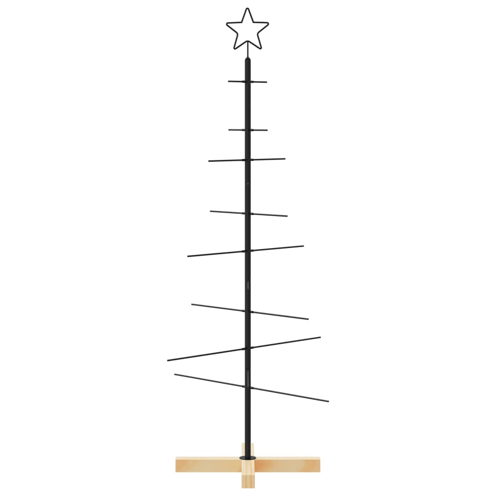 Metalno božićno drvce s drvenom bazom crno 120 cm