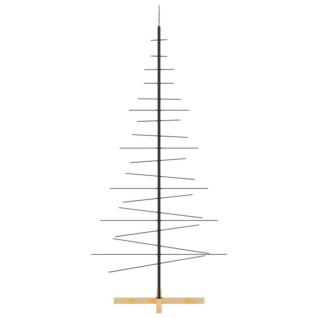 Metalno božićno drvce s drvenom bazom crno 180 cm