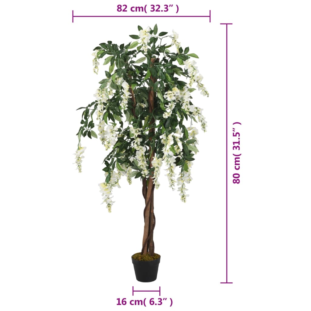 Umjetno stablo glicinije 560 listova 80 cm zeleno-bijelo