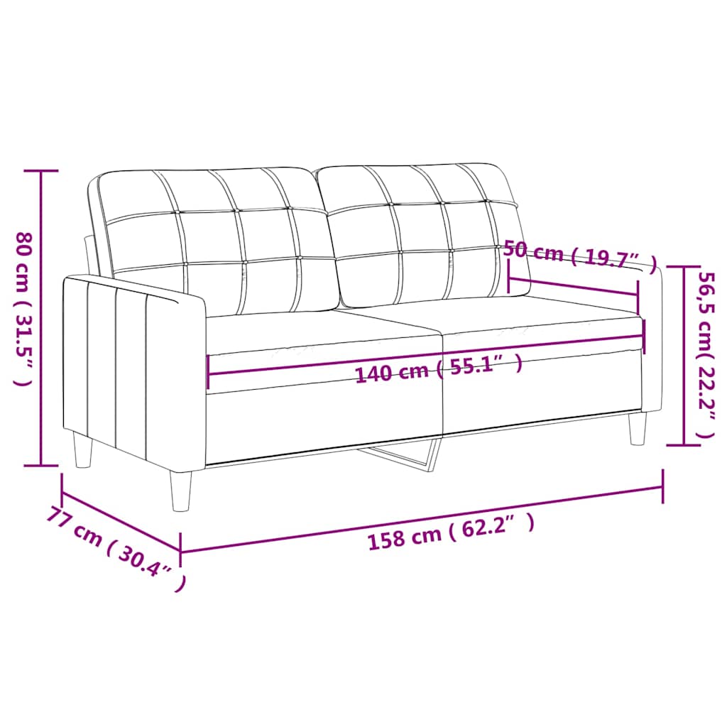 Dvosjed od tkanine crni 140 cm