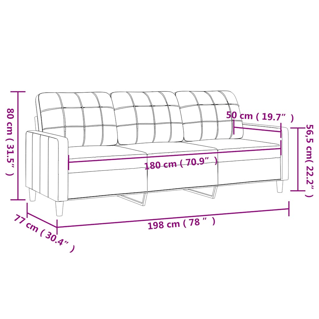 Trosjed od tkanine Crna 180 cm