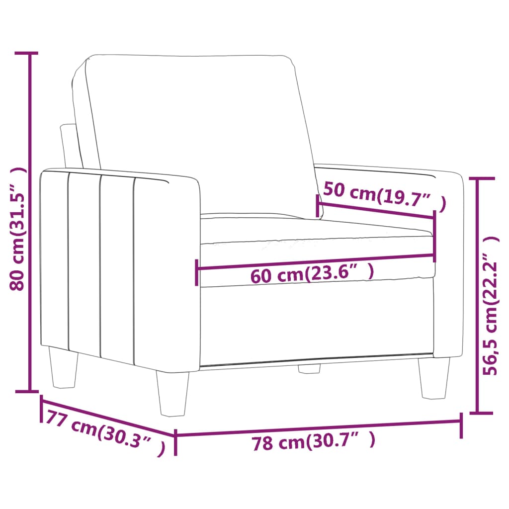 Fotelja crvena boja vina 60 cm od umjetne kože