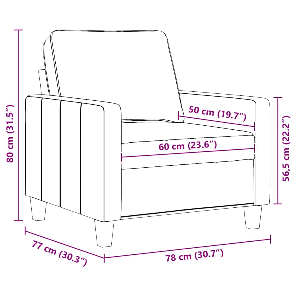 Fotelja smeđa 60 cm od tkanine