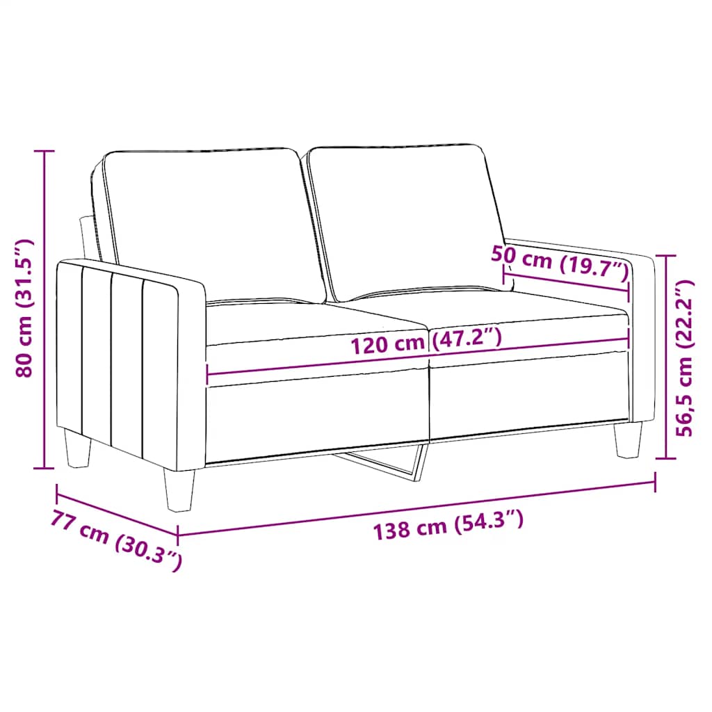 Dvosjed od tkanine svjetlosivi 120 cm