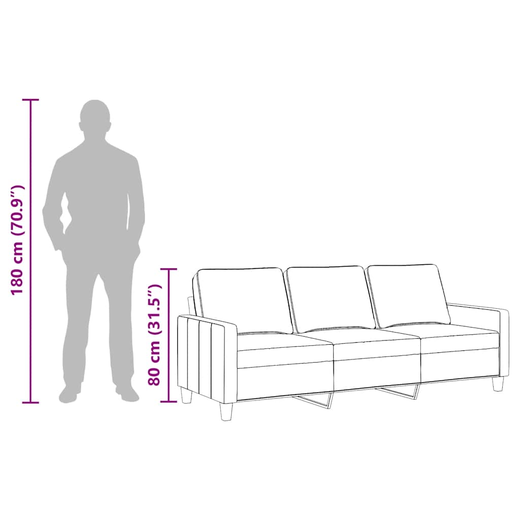 Trosjed od tkanine svjetložuti 180 cm