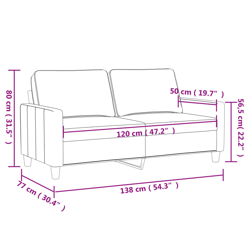 Dvosjed svjetlosivi 120 cm baršunasti
