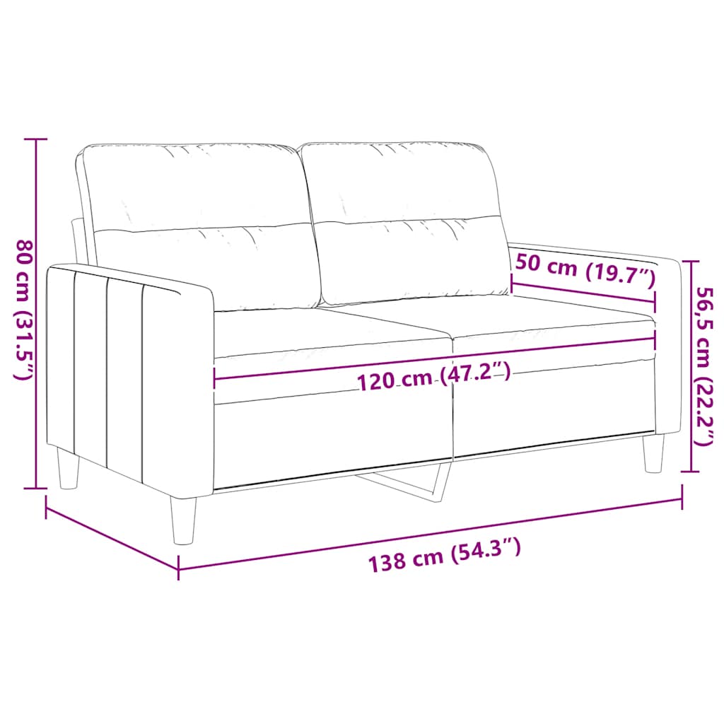 Dvosjed od tkanine smeđesivi 120 cm