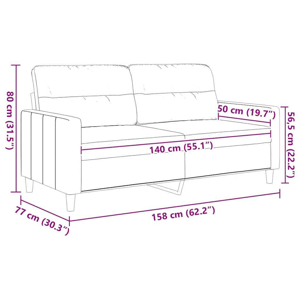 Dvosjed od tkanine krem 140 cm