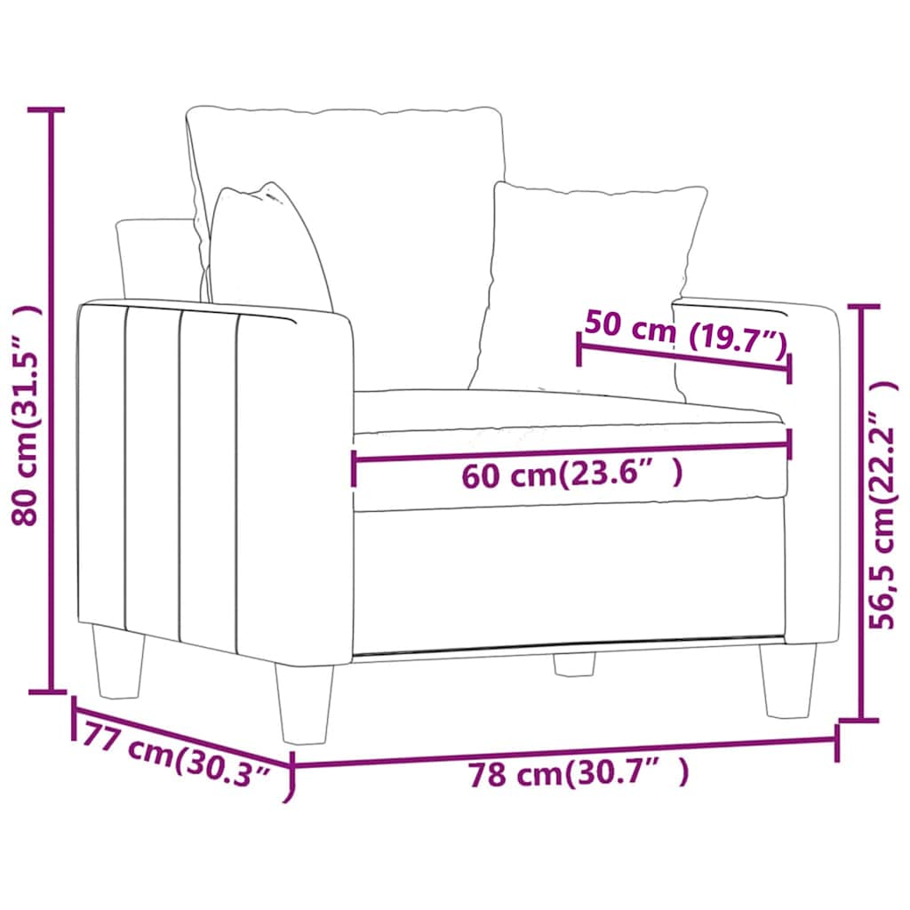 Fotelja smeđesiva 60 cm od tkanine