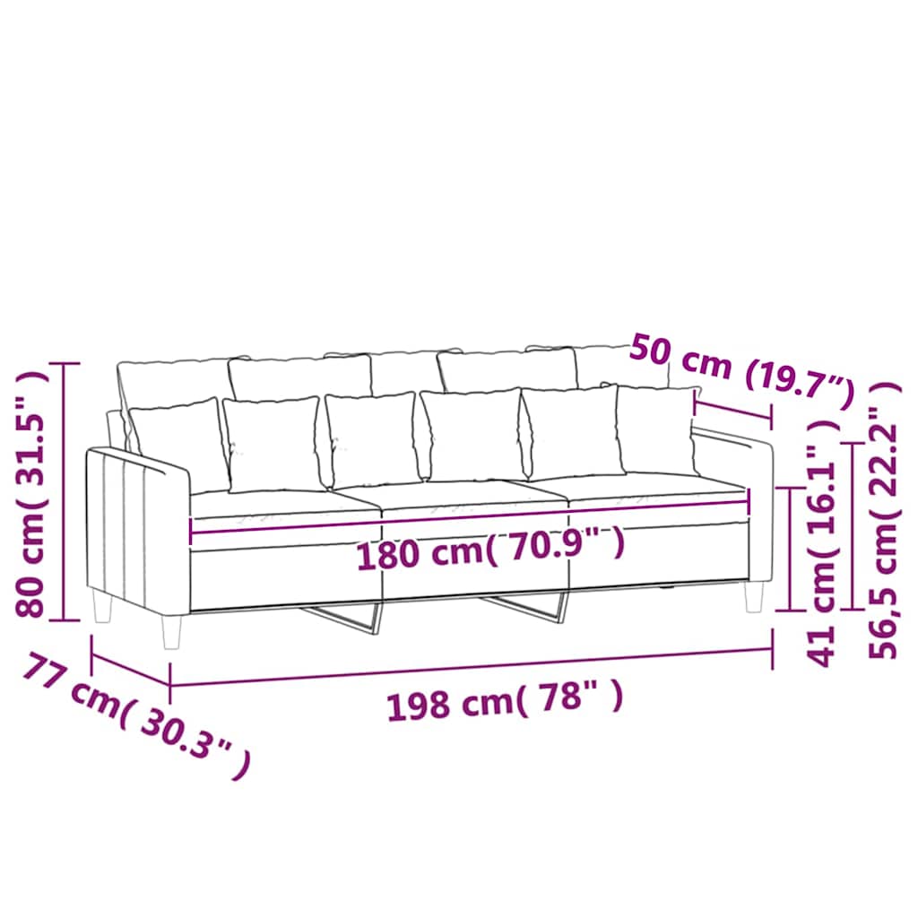 Trosjed od tkanine crna 180 cm baršunasti