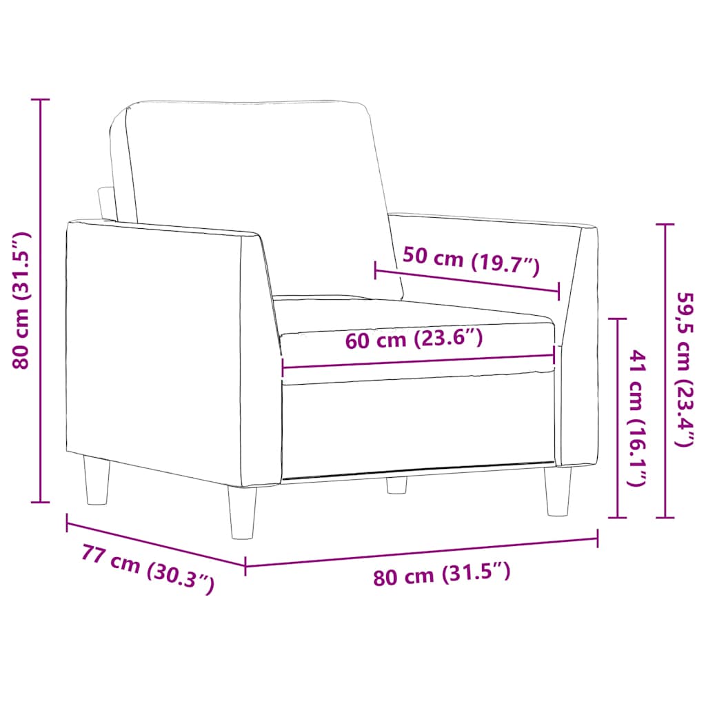 Fotelja crna 60 cm od umjetne kože