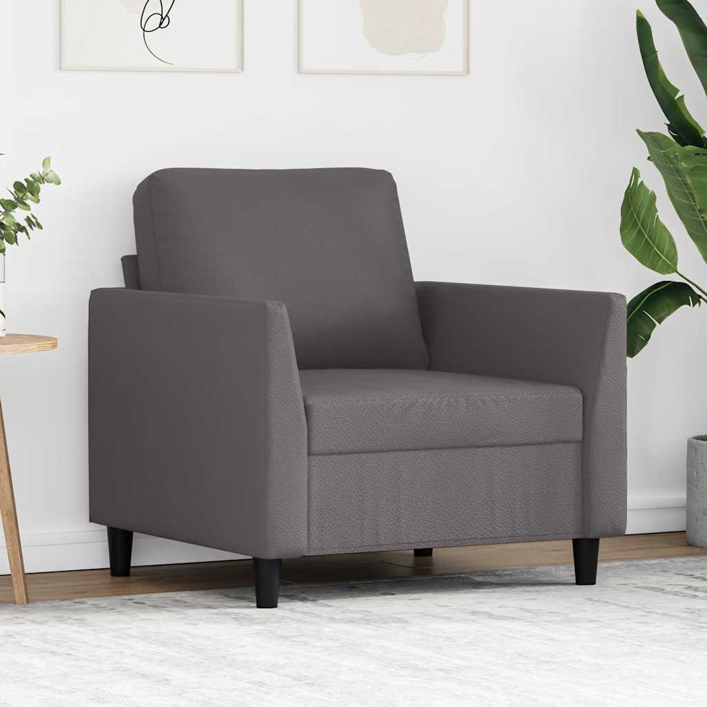 Fotelja siva 60 cm od umjetne kože