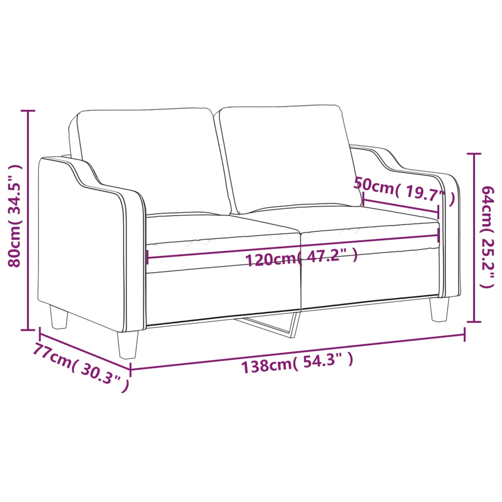 Dvosjed od tkanine svjetložuti 120 cm