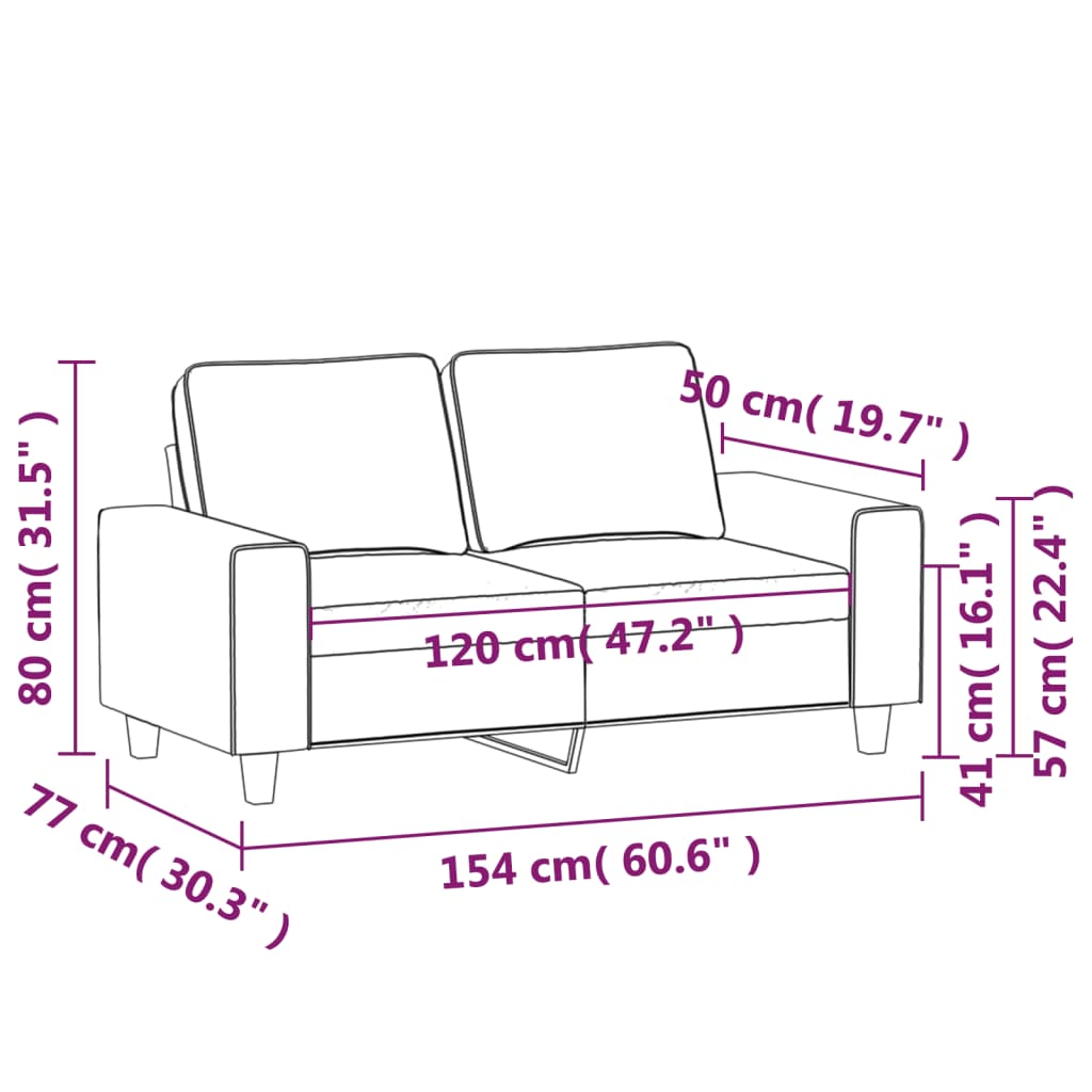 Dvosjed od tkanine krem 120 cm