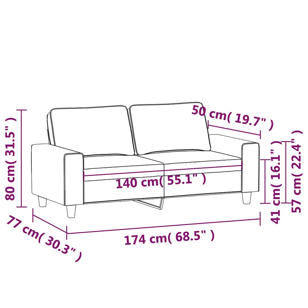 Dvosjed od tkanine crni 140 cm