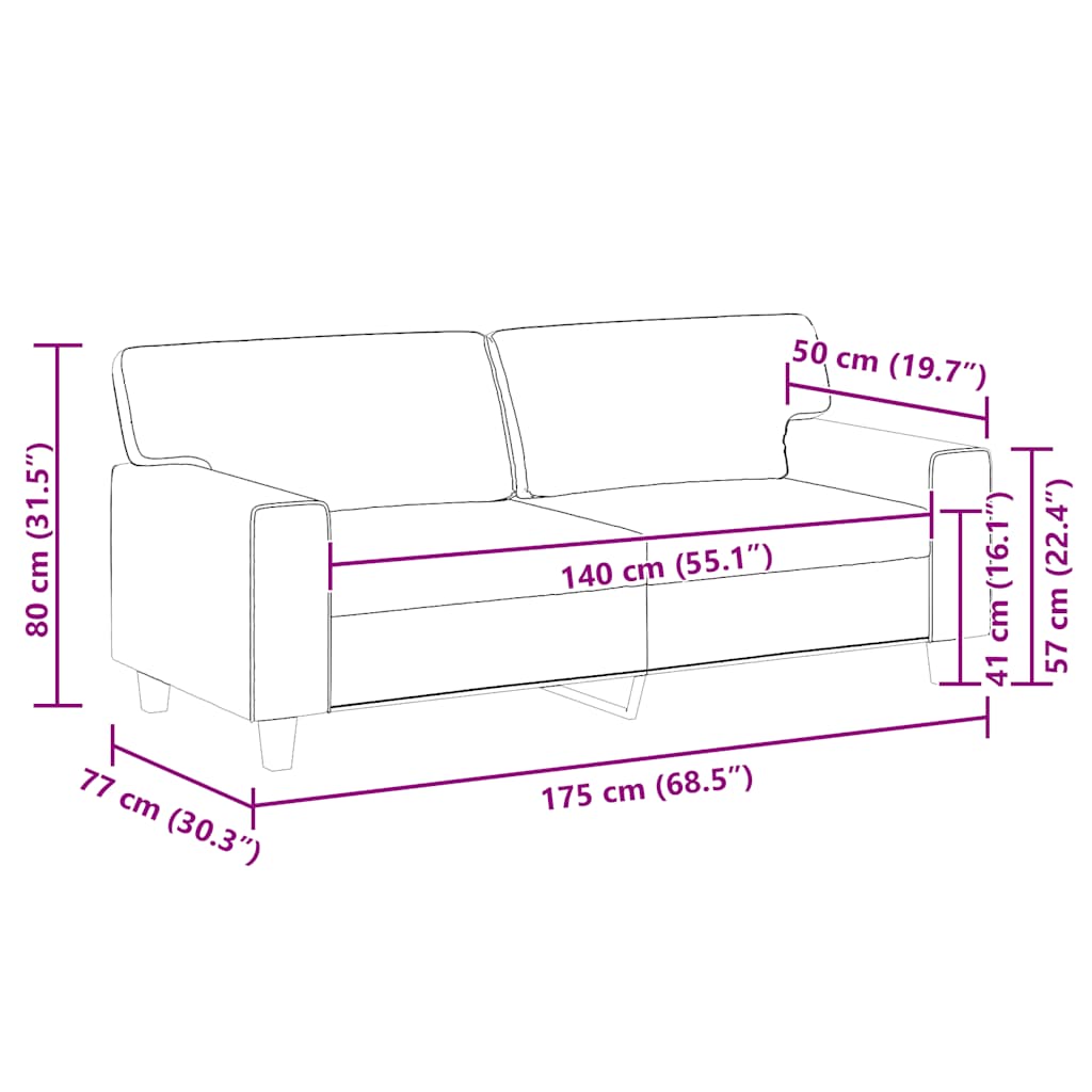 Dvosjed od tkanine siva 140 cm od umjetne kože
