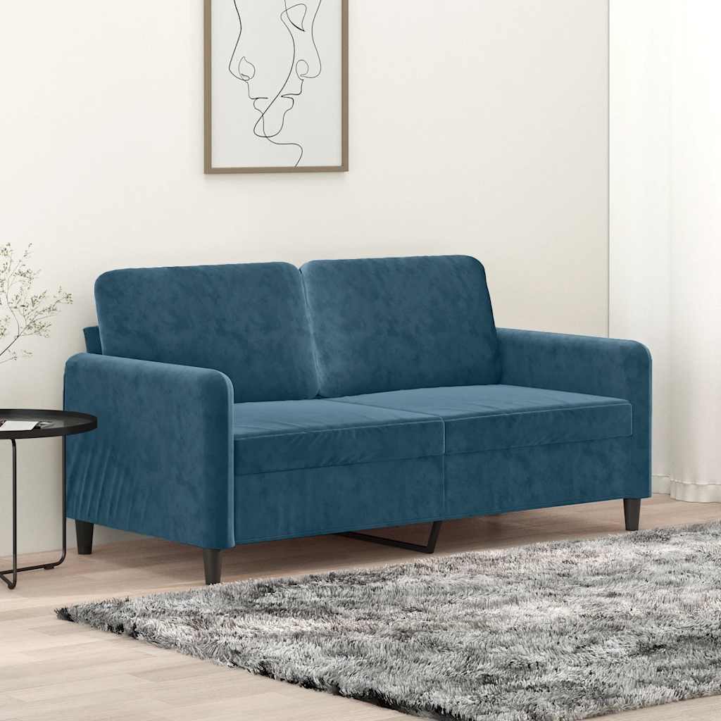 Dvosjed plavi 140 cm baršunasti