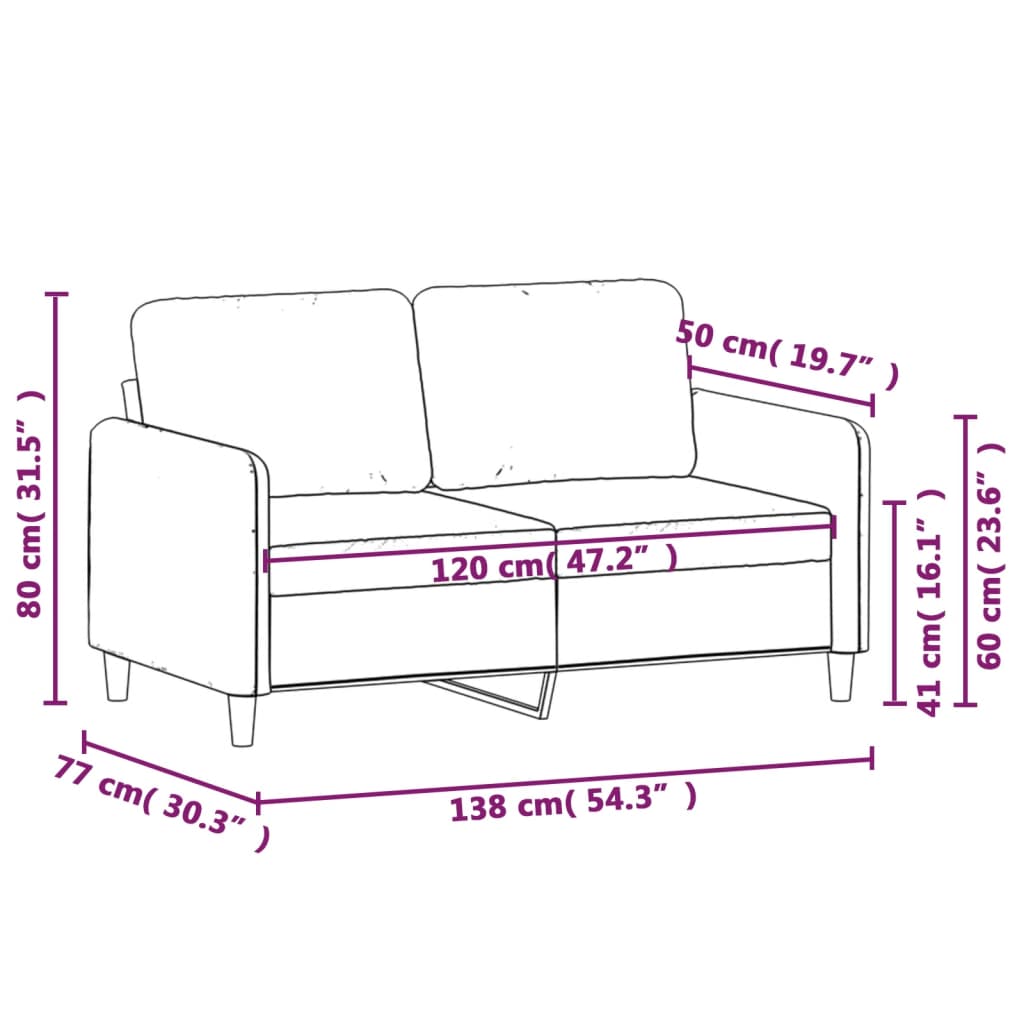 Dvosjed od tkanine svjetložuti 120 cm
