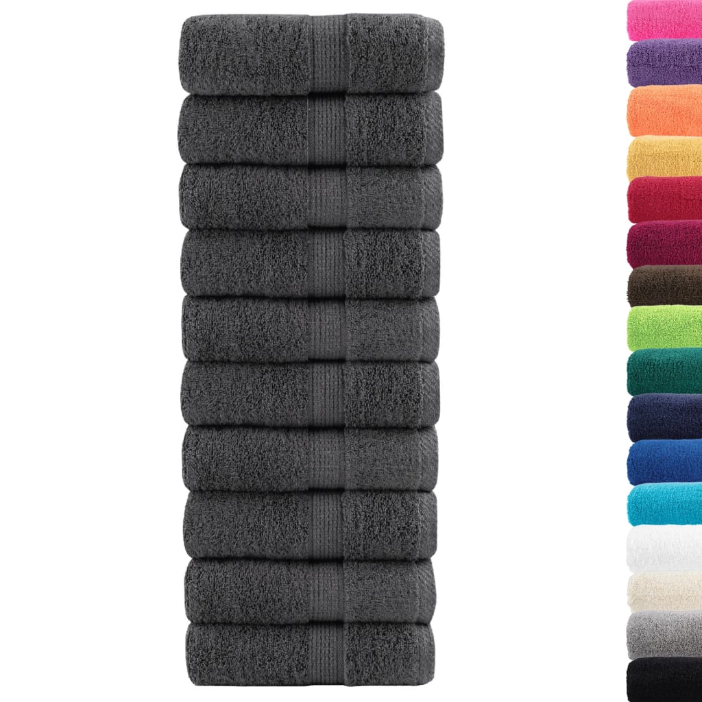 Premium ručnici za pranje SOLUND 10 kom antracit 30x30 cm 600 g/m²