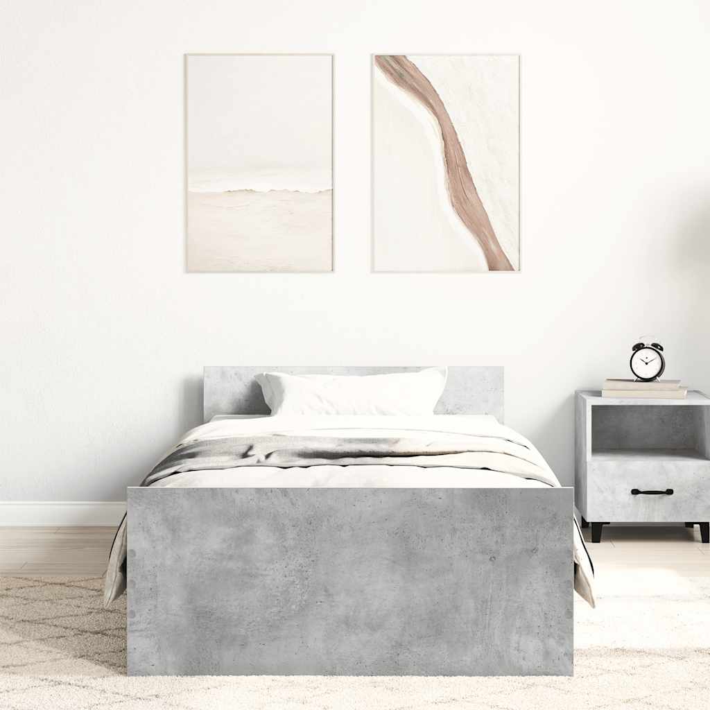 Okvir kreveta boja betona 100x200 cm od konstruiranog drva