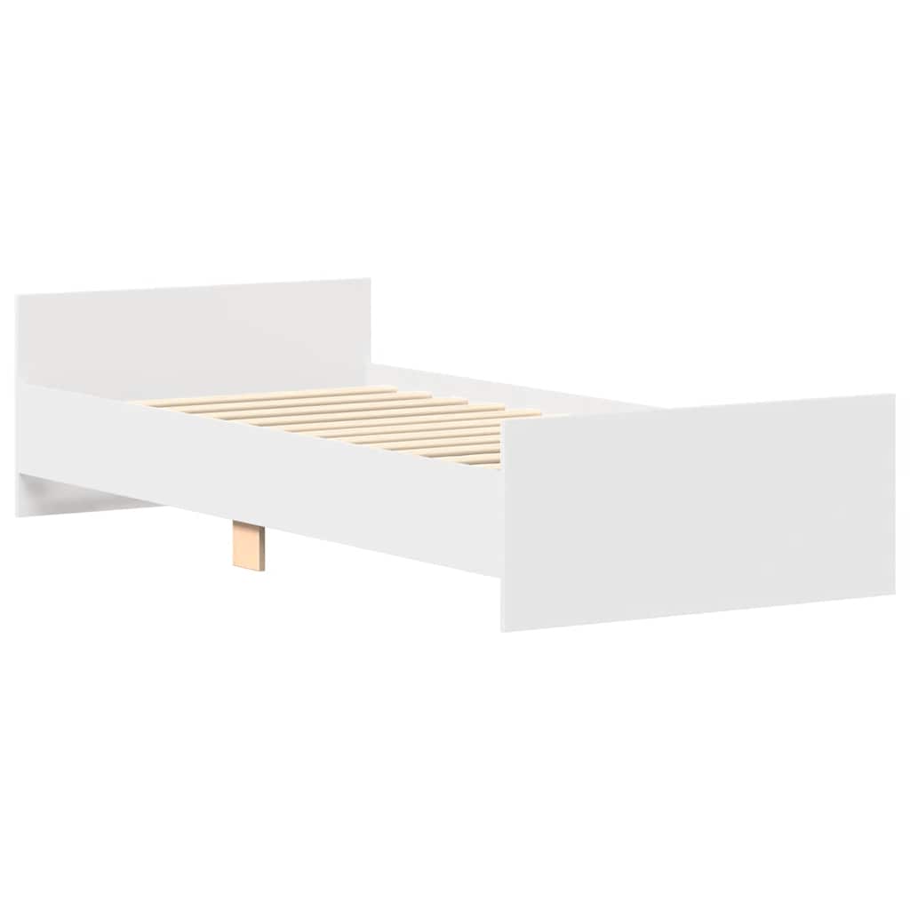 Okvir kreveta bijeli 75 x 190 cm mali od konstruiranog drva