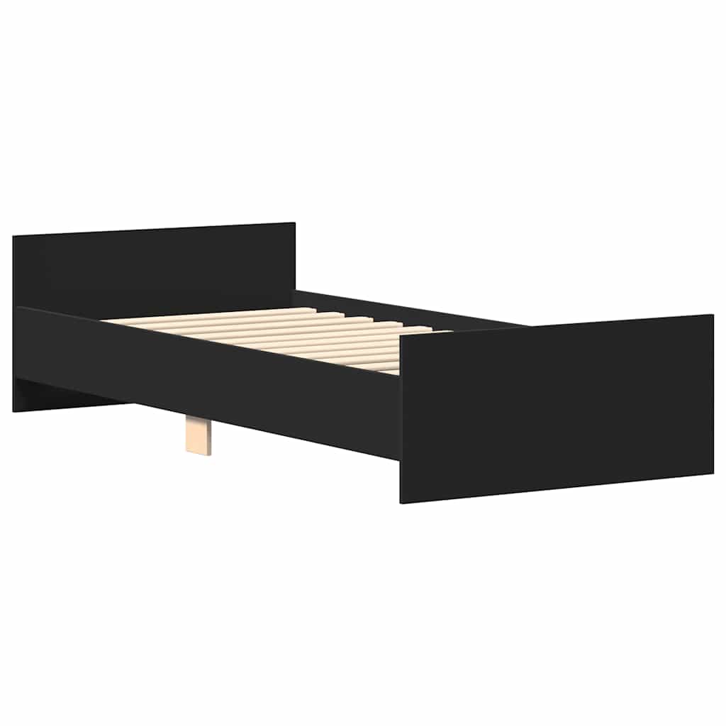 Okvir kreveta crni 75 x 190 cm mali od konstruiranog drva