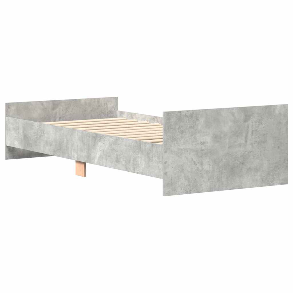 Okvir kreveta boja betona 75x190 cm mali od konstruiranog drva