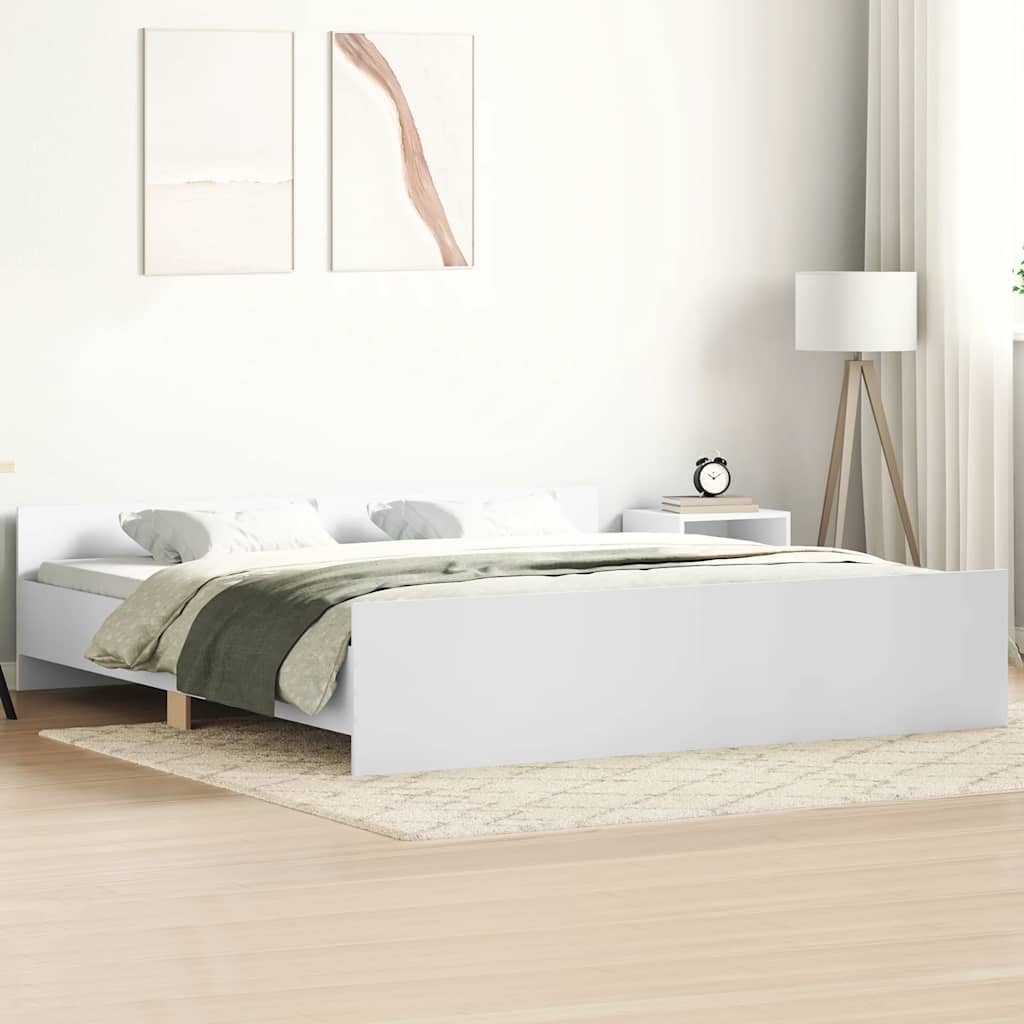 Okvir kreveta s uzglavljem i podnožjem bijeli 200 x 200 cm