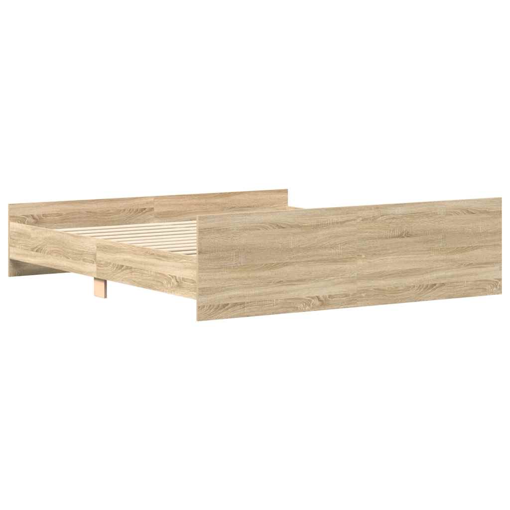 Okvir kreveta s uzglavljem i podnožjem boja hrasta 200x200 cm