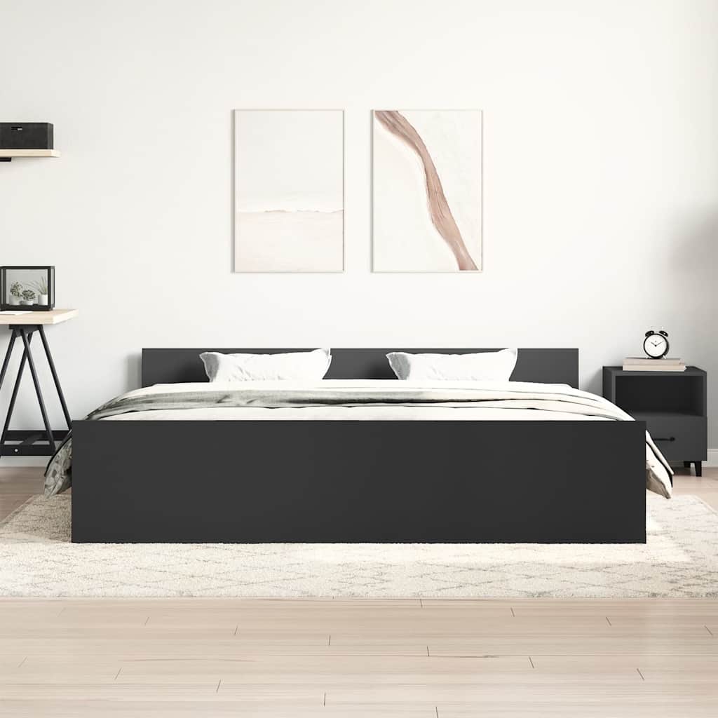 Okvir kreveta uzglavlje i podnožje crni 160x200 cm