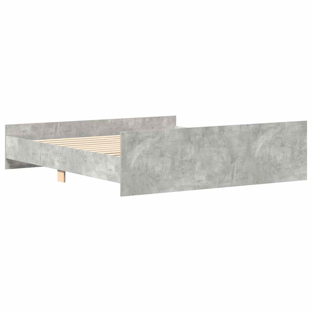Okvir kreveta s uzglavljem i podnožjem boja betona 180 x 200 cm