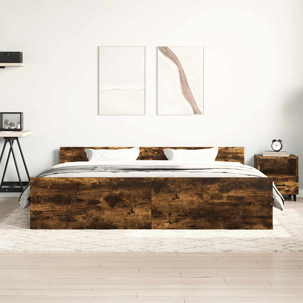 Okvir kreveta s uzglavljem i podnožjem boja hrasta 180x200 cm